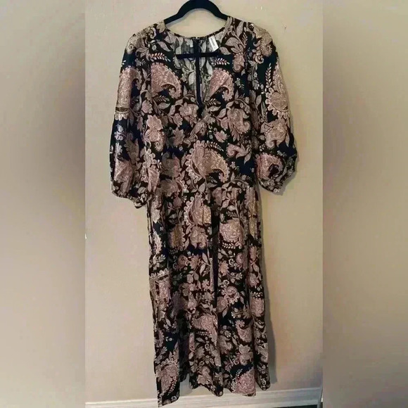 ANTHROPOLOGIE KIVARI V-Neck Puff-Sleeve Linen Dress - Picture 8 of 16